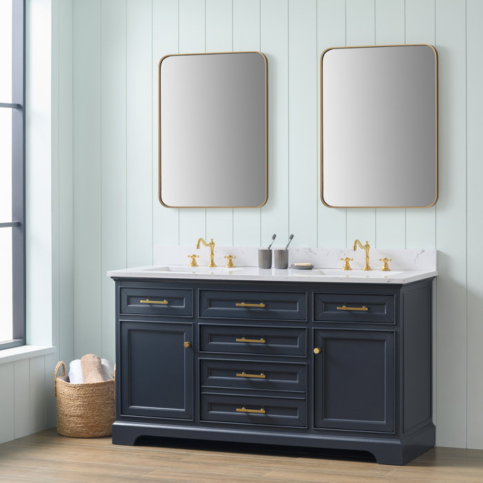 Three Posts™ Currahee 60'' Free Standing Double Bathroom Vanity with